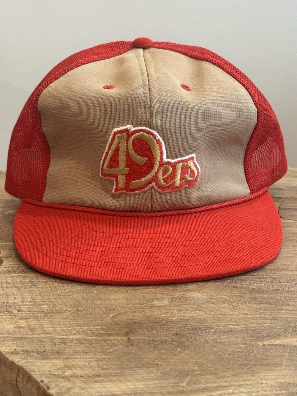 Vtg San Francisco 49ers Trucker SnapBack Hat NFL Korea Red Gold